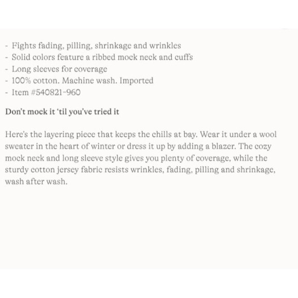 cotton shirt. new lands end black turtleneck top lp pl petite large p l - Picture 2 of 3